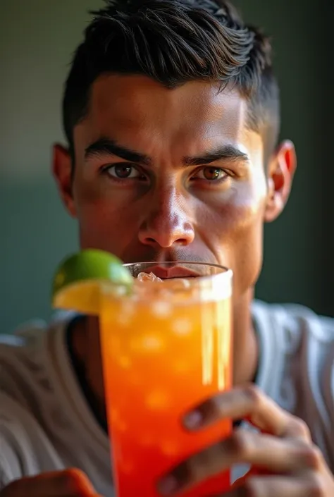 Cristiano Ronaldo drinking juice 