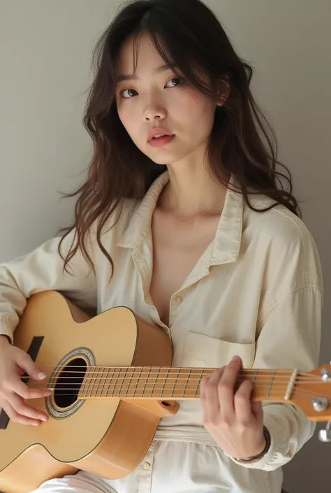 I am a guitarist, 22 years old. I have been interested in guitars since I was a . I have a small build, double eyelids, beautiful eyebrows, a flat nose, a cupid’s bow lips, long eyelashes, an oval face, and fair skin. I am about 160 cm tall. I wear a cream...