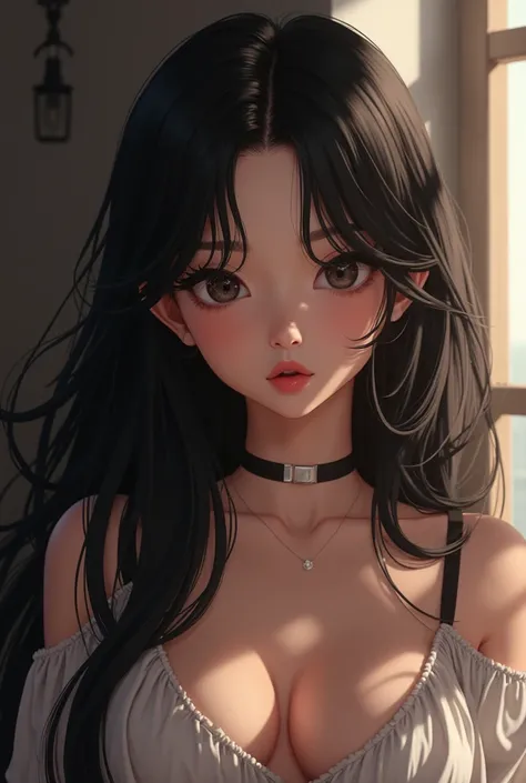 (( RAW photo), Absurd, (Absurd 해상도)),  masterpiece,  best quality , ( very detailed 8k Unity CG wallpaper), ( best illustration ), ( best shadow),  realistic lighting ,  Beautiful Detailed Brilliance, ((21 years old)), girl,  long black hair, Sexy, cute, a...