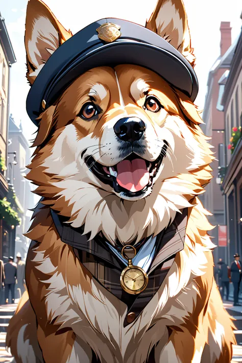 Dog Detective,  masterpiece:1.5, masterpiece, highest quality, UHD, retina, masterpiece, accurate anatomy, super detailed, high quality, best quality, 8k