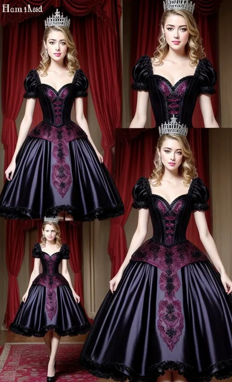  AMBER HEARD beautiful young woman of 29 years, Gothic Rococo Victorian Dresses Party Wear Graduation Party Dress Princesses Princess Lady Women's Solid Color All Saints' Eve Gala Dress Carnival Valentine's Day