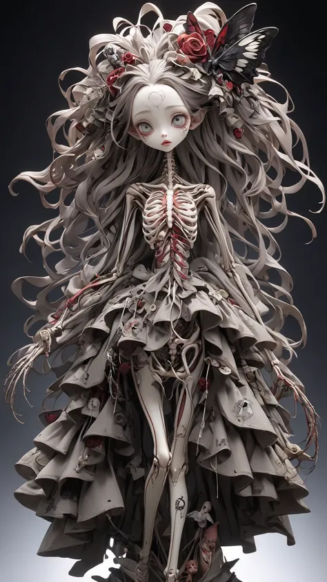 girl、high definition、top quality、High Details、Tim Burton style、human anatomical models、specimen、