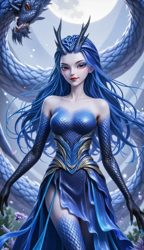 Dragon Girl, is unique, blue hair,
