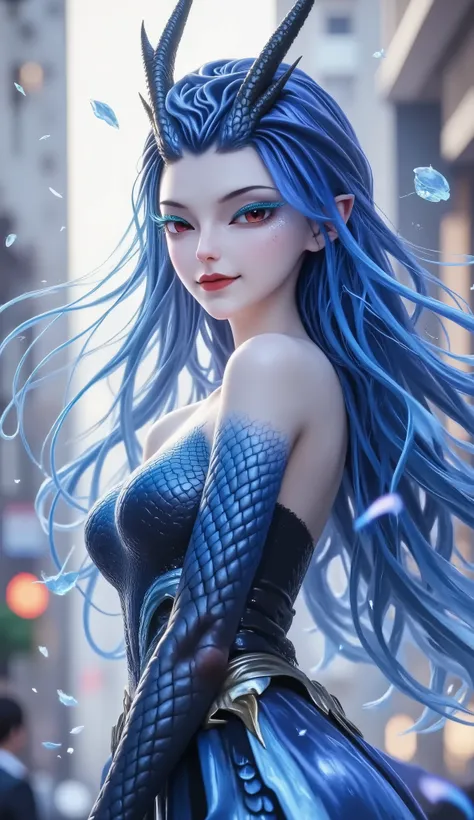 Dragon Girl, is unique, blue hair,