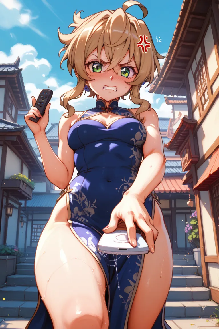  Senki Zesshou Symphogear 、Akatsuki Song、 hair between eyes,,  score_9,  score_8_up,  score_7_up,  perfect hand,  perfect finger, perfect anatomy,  masterpiece,  top quality, by Nomi, hyper by Nomi, 16K HDR,  one girl ,  is holding a sexy purple China dres...