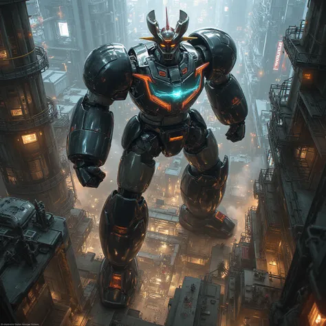  Modified Mazinger Z ,  Mazinger Z is 100 meters tall.   Constructed with modern materials such as steel  ,   Carbon Fiber  ,   Other industrial elements are also visible  ,  Just like the real thing  ,    I'm standing ahead at the height of a high-rise to...