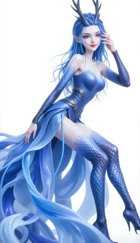 Dragon Girl, unique , blue hair,