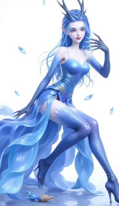 Dragon Girl, unique , blue hair,