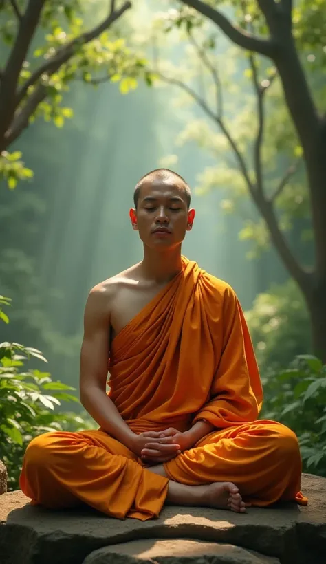 Thai Monk,  is meditating