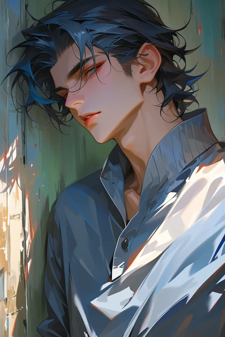 impasto, cool manga style, high quality, extremely detailed, extremely delicate line, amazing color, masterpiece, 1 man, tall, mascular, handsome, fluffy combed-back hair, sharp eyes, lower-sanpaku eyes, slightly parted lips, handsome, sexy, fashionable, l...