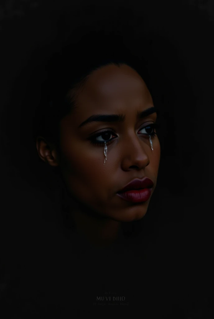 A photo of a black woman crying about her past life.