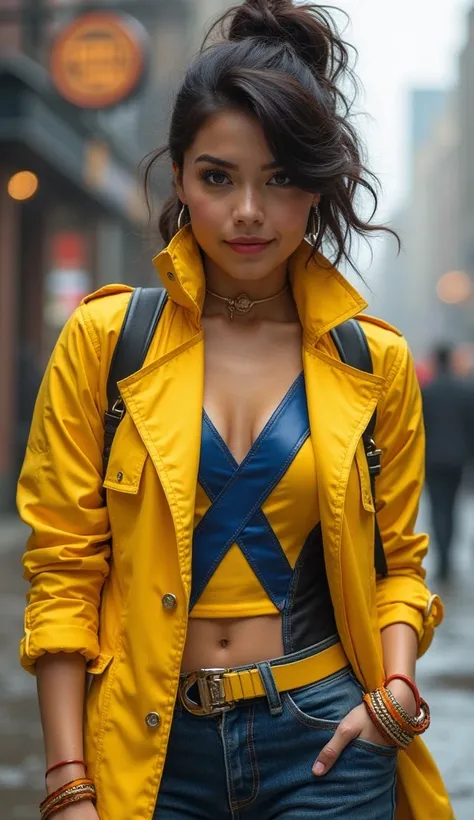 1 young Asian woman,

Jubilee,  also known as Jubilation Lee ,  is a fictional character from Marvel's X-Men comics .  She is a member of the mutant group and known for her ability ,  create technical flashes of energy .
Appearance:
 * hair: dark brown , m...