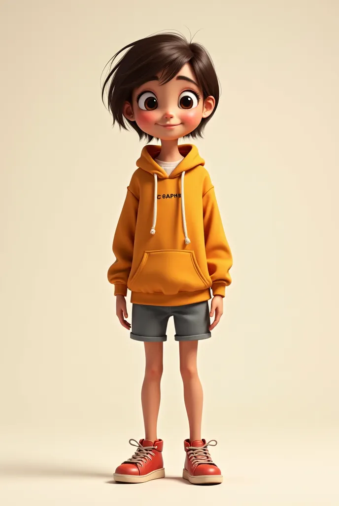 Can you create ten please ten images of one character at once? A teenager girl cartoon character her skin is a little tan, short hair, and with different facial expressions and emotions, make it whole body wearing different outfits