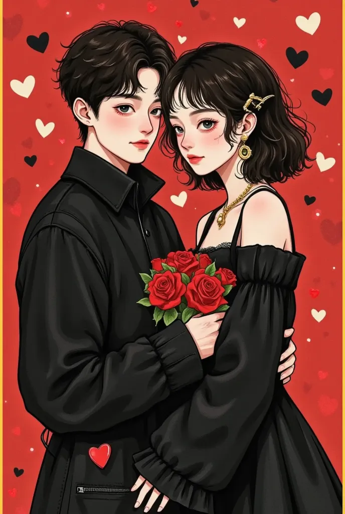 valentine's day poster design，Black and red