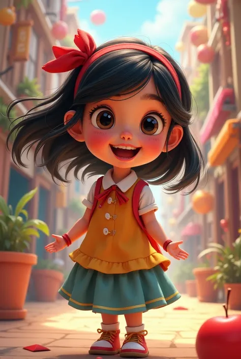 Disney Pixar cover ,  girl with loose black hair and school bow 
