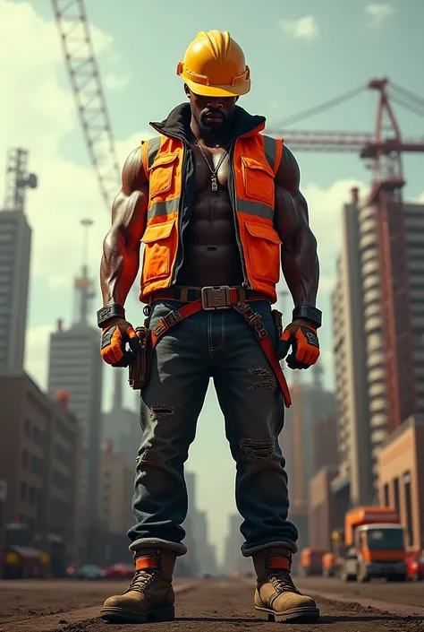 Black Male DJ Wear Construction Costume 