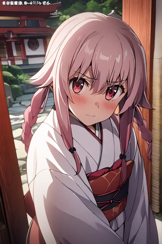  1 girl, ((Yuno Gasei)),  Looking at the viewer,   Japanese clothes , Japanese Temple,  high resolution,  masterpiece,  best quality, Behind the scenes, ernst, 