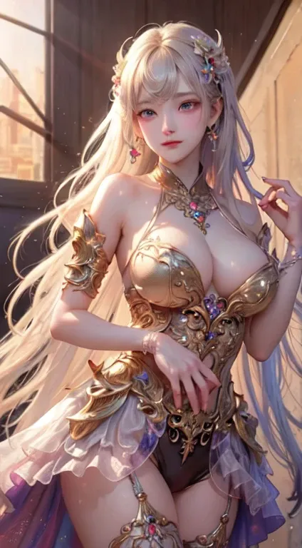 Super masterpiece, Highest quality,   Best Quality ,  Official Art ,   beautiful and beautiful  :1.2,  1 girl in:1.3,  Extremely Detailed, Fractal Art:1.3,  colorful, highest details， plump breasts