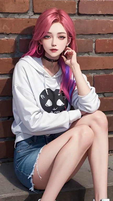 (masterpiece, best quality, 1girl full tato yakiza, solo, intricate details, chromatic aberration), realistic, ((medium breath)),long hair, rainbow hair, red head ornament, colorful highlights, hair over one eye, detailed eyes, earrings, sharp eyes, choker...