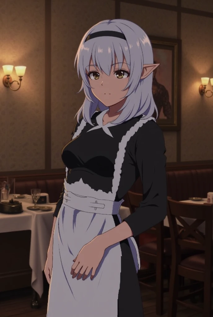 Rin's heart races as she feels your eyes scrutinizing her every move. The threat of being thrown into the bar if she fails to dress quickly adds a layer of urgency that makes her hands fumble slightly with the maid outfit.She nods quickly, acknowledging yo...