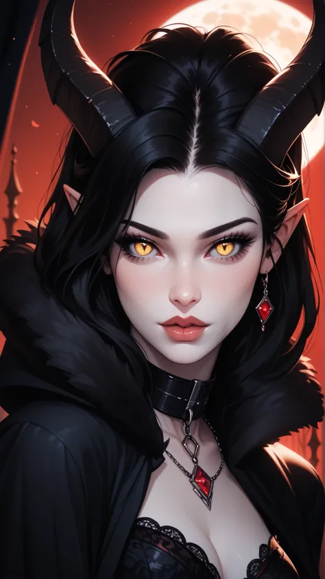 score_9, score_8_ upwards, score_7_ upwards, score_6_ upwards, score_5_ upwards, ((( beautiful , high quality))), looks towards , portrait, score_9, score_8_ upwards, score_7_ upwards, black sclera , slit p upwardsils, A tiefling, spider eyes , yello...