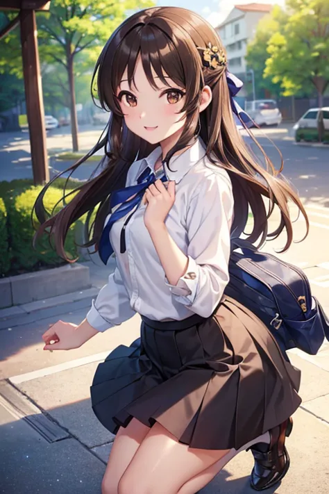 tachibana arisu, flat chest,Small Ass, 、 glossy brown hair,  long hair、, ( beautiful brown eyes、Sparkling Eyes, fine grain)、smile、 super detailed eyes、 very well detailedな顔,  very well detailedな目, was taken by a cowboy、
( masterpiece:1.3,  top quality,   s...