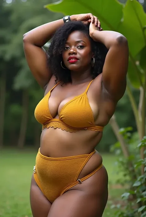 Create an image of a light skinned beautiful with dimples on her face African model from Enugu Nigeria, with tall chubby body and a flat tummy and has big ass seductive naked