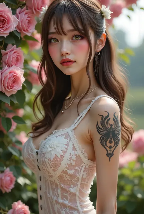 16k, masterpiece, realistic, ((Photorealistic realism)), Hyper high resolution, ((Hyper insanel quality, epice masterciece, intricately detailed digital art)), ((focus on extremely Realistic Proportion Body:1.3), "Portrait of a woman {wearing a Intricately...