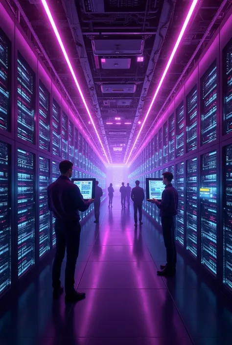 Technology database in neon purple