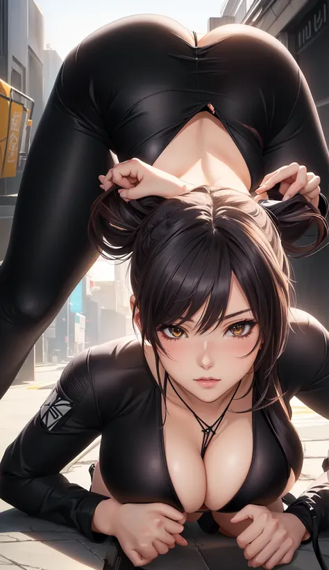 anime girl in black bikini,(( slingshot bikini)),laying on the ground, seductive anime girl, oppai cyberpunk, trending at cgstation, female action anime girl, extremely detailed artgerm, ecchi anime style, smooth anime cg art, trending on cgstation, fine d...