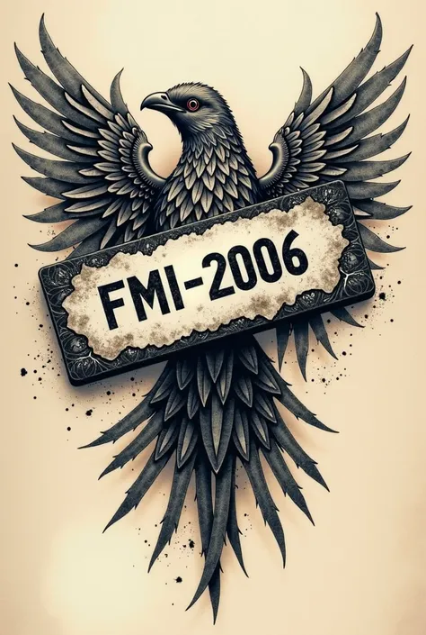 Tatoo : Poland car registration destroyed 
FMI-2006 with bird