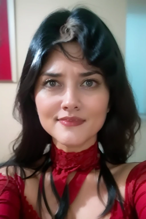 Realistic. 39 year old woman , similar to Niurka Marcos ,underwear, red color,collar, said, wavy hair ,red seeds, fine,said, attitude,he would be, ager, perfect tits, beautiful, beautiful eyes , as a girl, ager, , blue eyes, black hair , Whole body, locati...