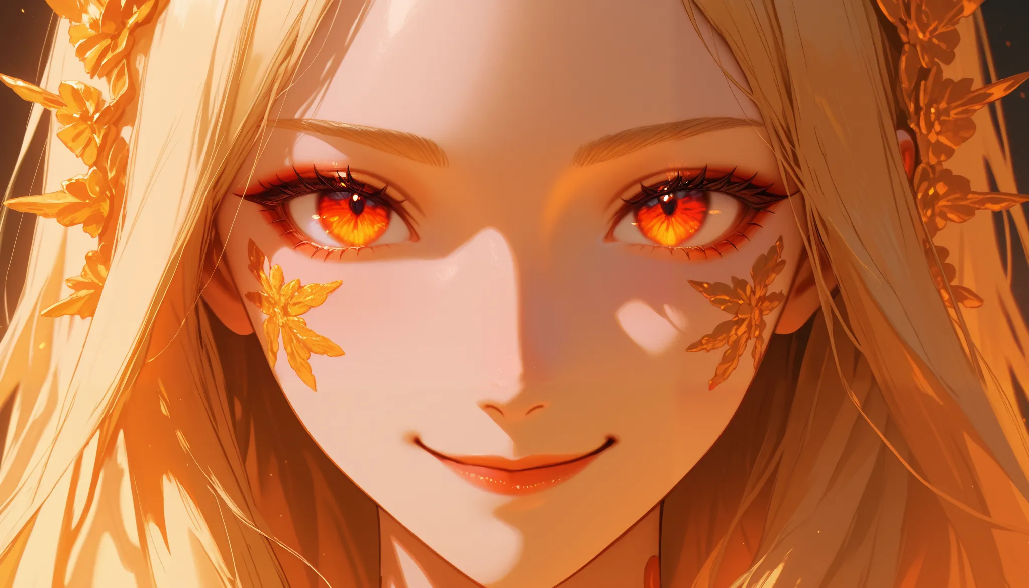  woman's face,  long blond hair,   smiling,  the sun is red, ( digital painting ,  conceptual art, suave, sharp focus,  intricate details, close-up,  Masterpiece: 1.2)