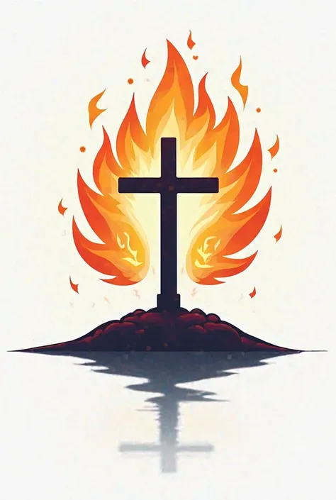 Youth-style logo with a burning bush and a cross 