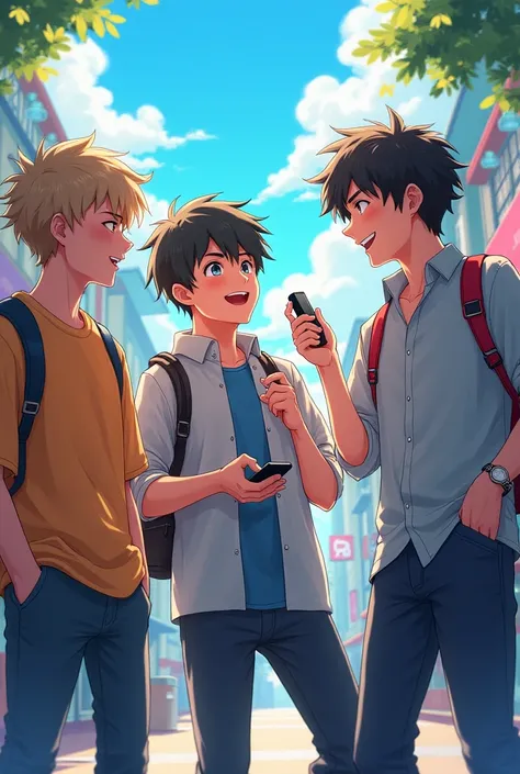 Anime WhatsApp background for three boys