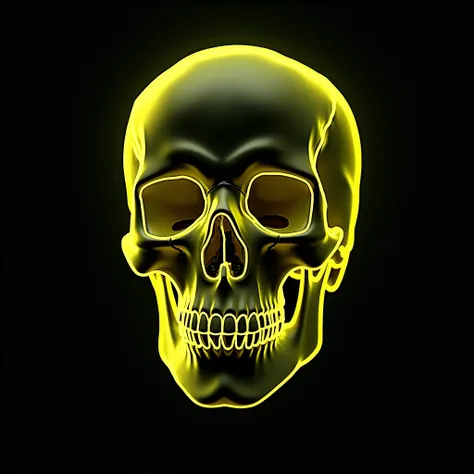 Neon skull yellow black background