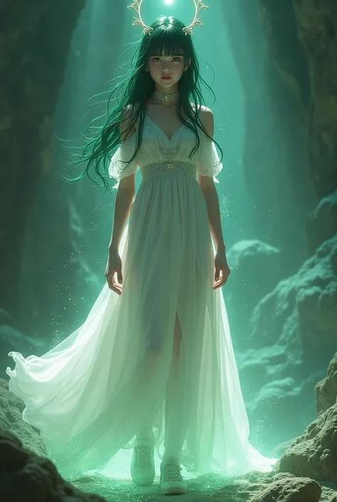 The Silent Guardian ,Her Name is Gaia ,She is a Little -girl with dark green hair, a white dress, and black eyes. She is the protector of the universe in Gaia's multiverse network.