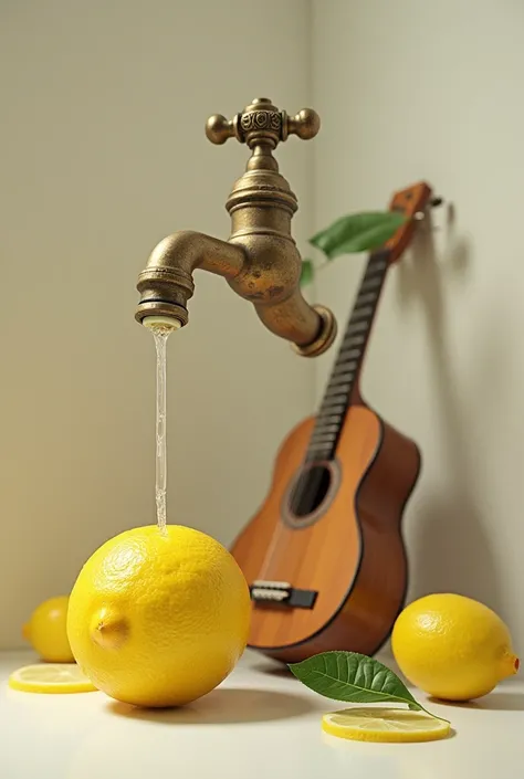 A lemon, a faucet and a guitar