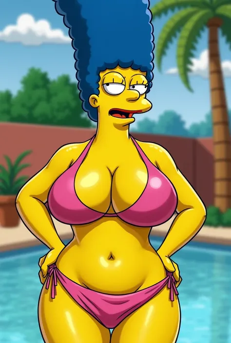 Marge Simpsom with huge boobs and in a swimsuit