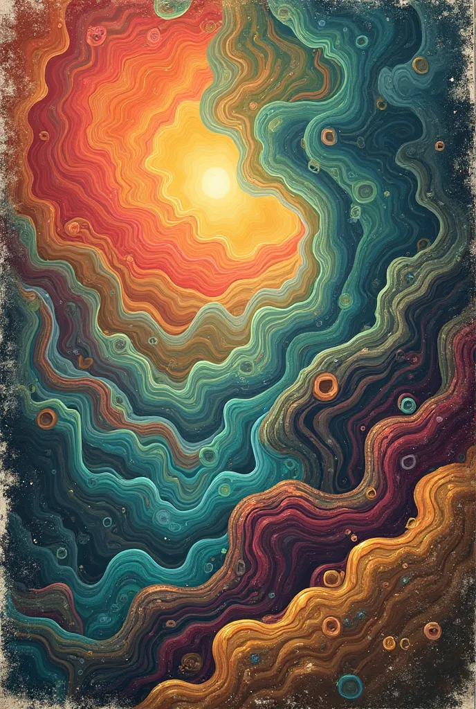 Weathered album cover with a psychedelic fluid pattern called "Morning Meadow"