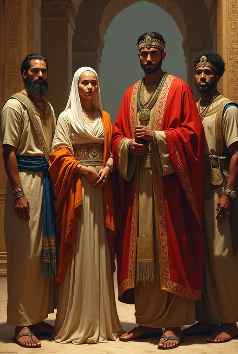 Joseph governor and his wife with three egyptians