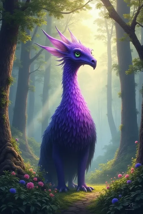 Creating a landscape of a forest and a purple neck
