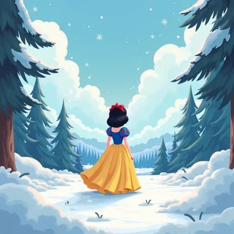 snow white under the sky with snow cartoon