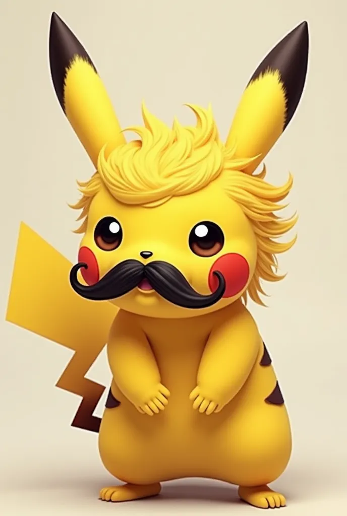 Pikachu with hair and mustache discarded based on the given image 