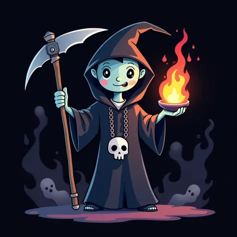 ((Masterpiece)), ((Ultra-detailed Pixar-style character illustration)), ((8K resolution)), ((clean and sharp lines, colorful, perfect illustration)), BREAK — A **cute and stylized necromancer** with **exaggerated features**, drawn in the **charming animati...