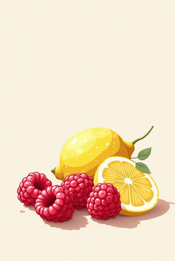  Creates an image ,  modern and delicate , Raspberry and lemon  