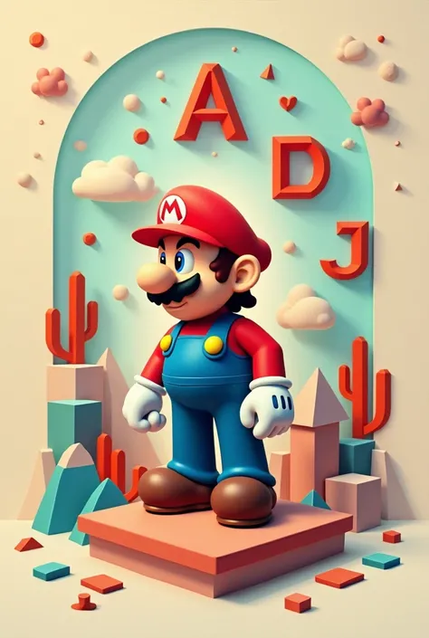 Small mario bros matematical and letters a d and j 