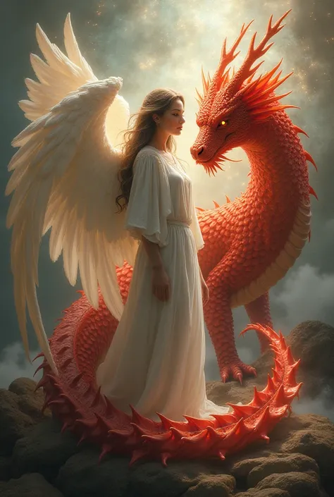 Angel with red dragon