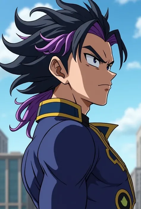 An Android man called Diamante but he is called Android 19 ,  belonging to universe 6 of Dragon Ball Super and participant in the Tournament of Power, mida 1. 80 and his hair is black with purple locks , He is skinny without muscle but with too much power ...