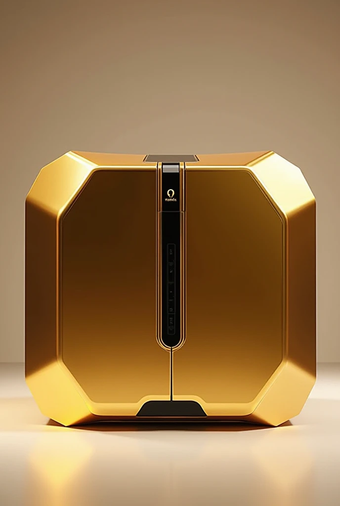 An image of a gold 3D printer for a 3D printing company with the name MAESTRIA 